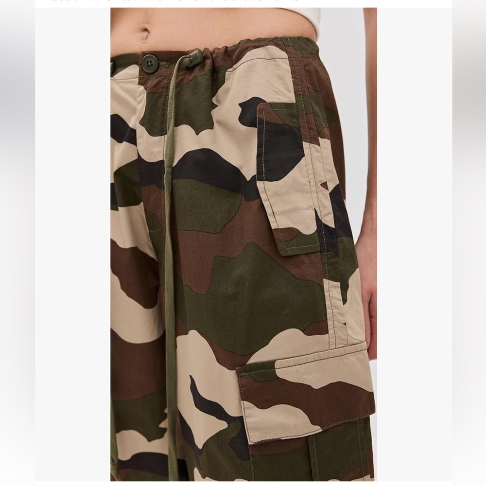 NWT Good American Women's Parachute Green Camo Cargo Pants Size L - Picture 5 of 11